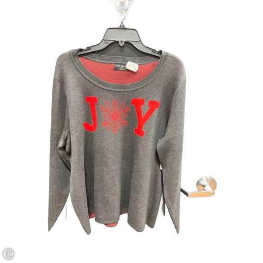 Top Long Sleeve By Lane Bryant In Grey & Red, Size: 2x