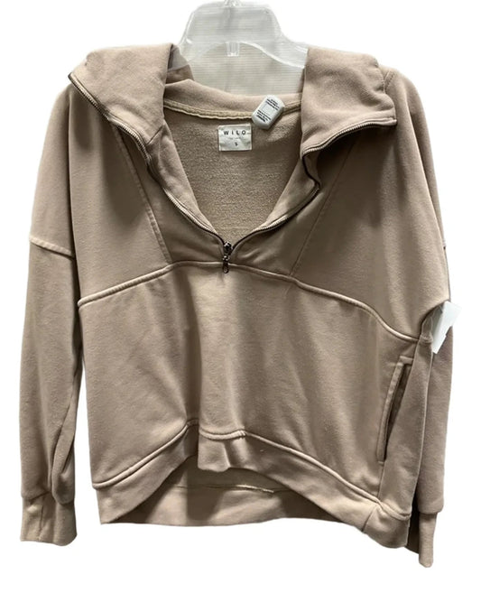 Athletic Top Long Sleeve Collar By Wilo In Tan, Size: S