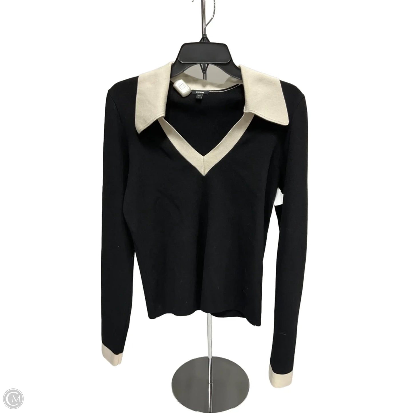 Top Long Sleeve By Express In Black & White, Size: L