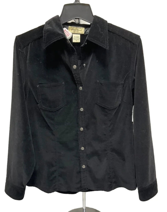 Blouse Long Sleeve By Eddie Bauer In Black, Size: M
