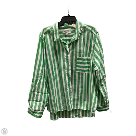 Blouse Long Sleeve By Loft In Striped Pattern, Size: Xl