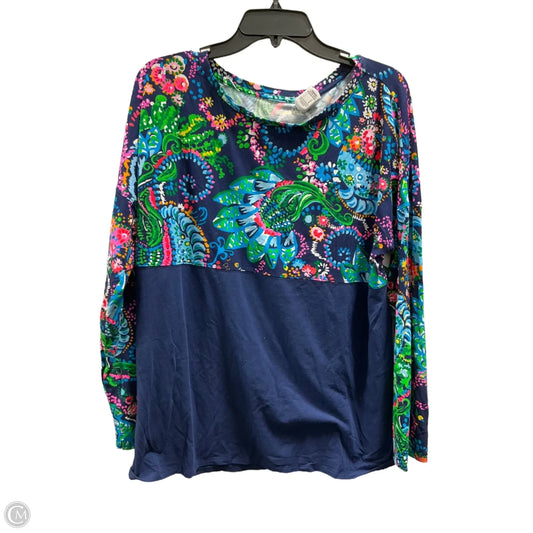 Top Long Sleeve Designer By Lilly Pulitzer In Blue & Green, Size: Xl