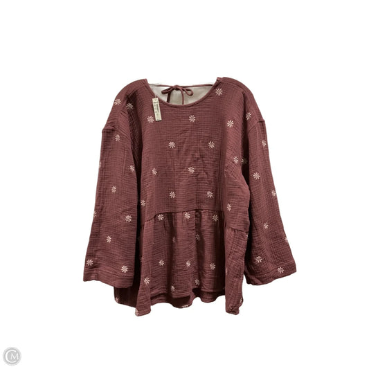 Top 3/4 Sleeve By Madewell In Maroon, Size: 2x