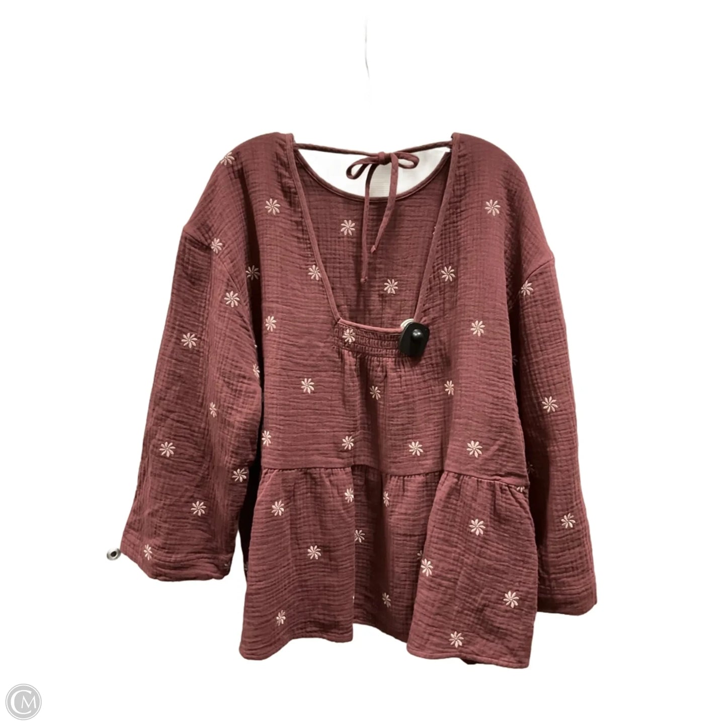 Top 3/4 Sleeve By Madewell In Maroon, Size: 2x
