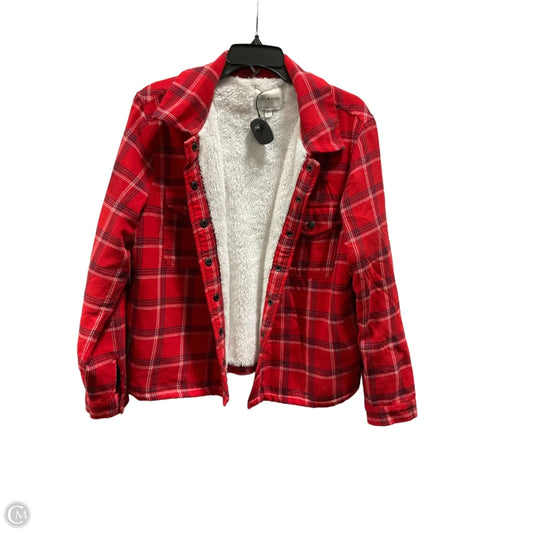 Jacket Fleece By Lucky Brand In Red, Size: M