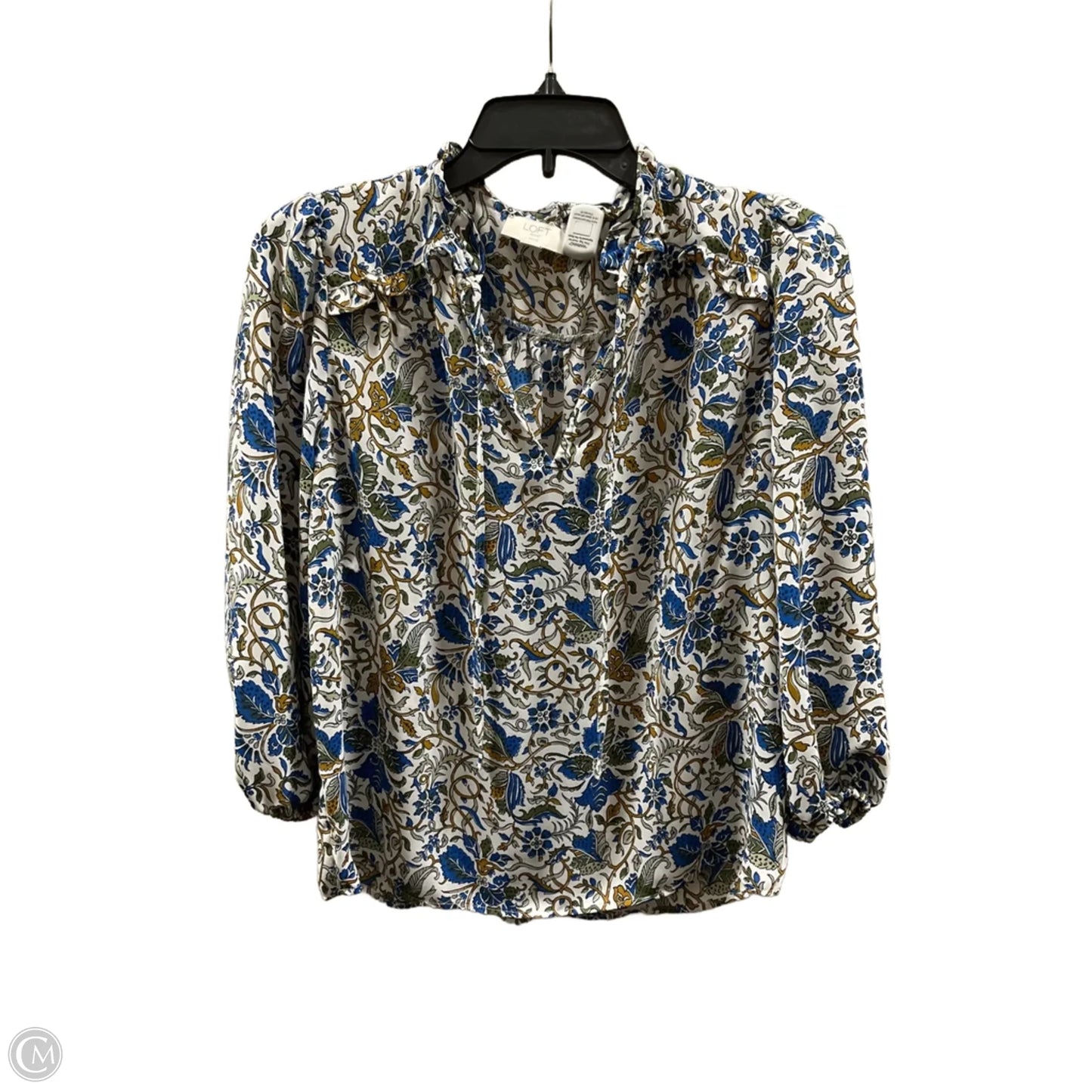 Top 3/4 Sleeve By Loft In Blue & Green, Size: Sp
