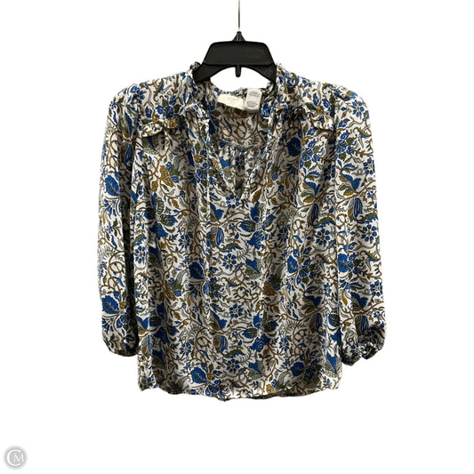 Top 3/4 Sleeve By Loft In Blue & Green, Size: Sp