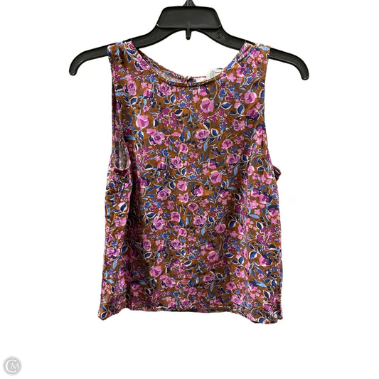 Top Sleeveless By J. Crew In Floral Print, Size: Xs