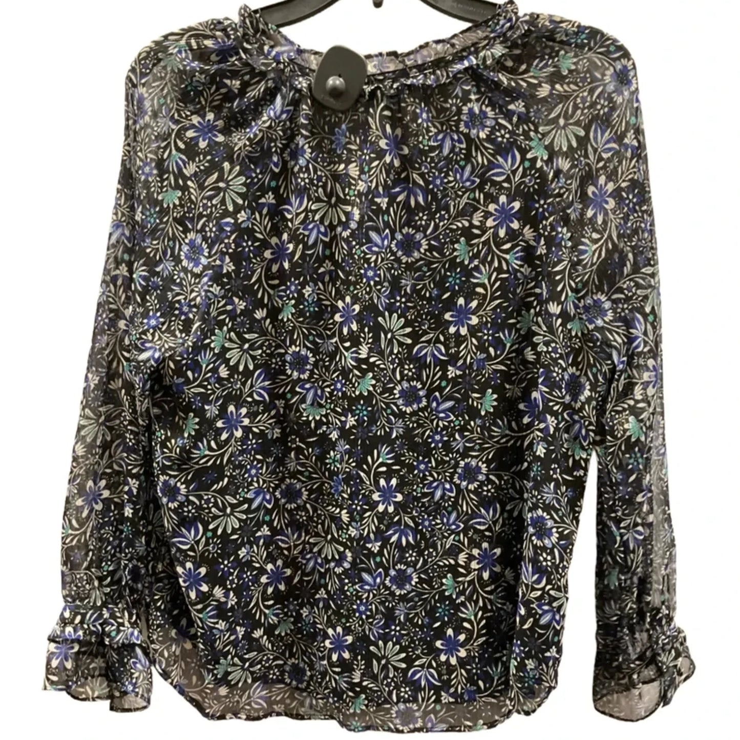 Top Long Sleeve By Loft In Black & Blue, Size: Mp