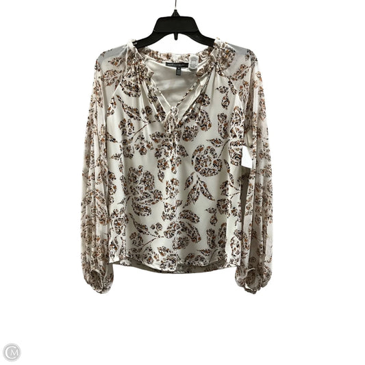 Top Long Sleeve By White House Black Market In Floral Print, Size: M