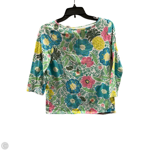 Top 3/4 Sleeve By Talbots In Floral Print, Size: Mp