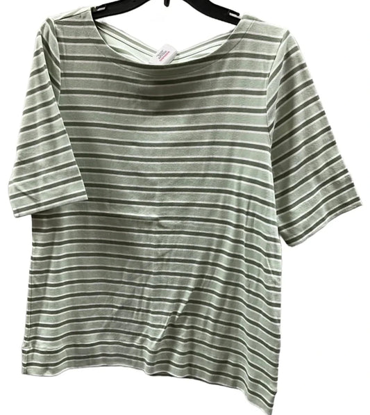Top Short Sleeve Basic By Chicos In Striped Pattern, Size: L