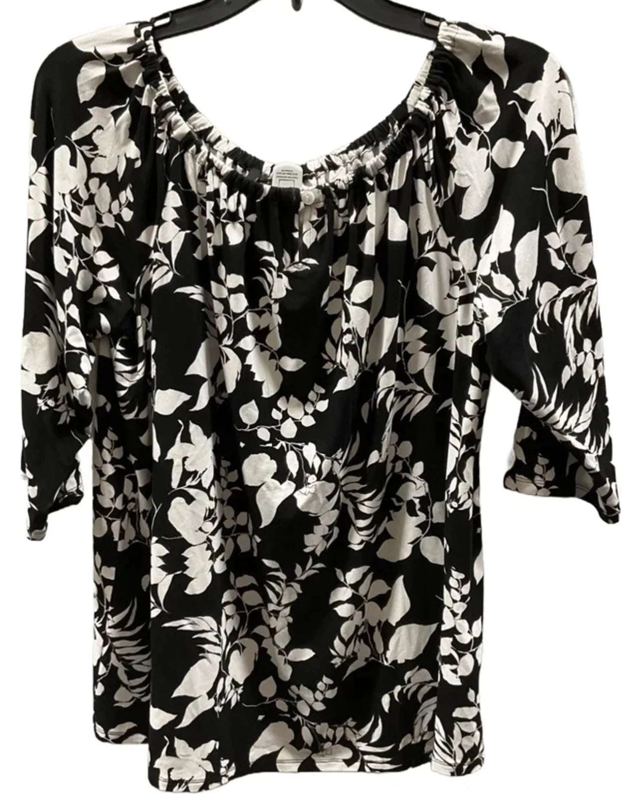 Top 3/4 Sleeve Basic By J. Jill In Black & White, Size: M