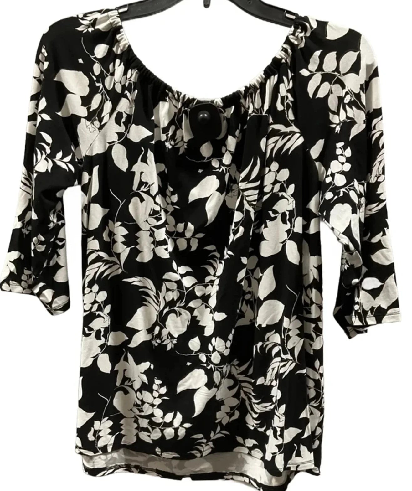 Top 3/4 Sleeve Basic By J. Jill In Black & White, Size: M