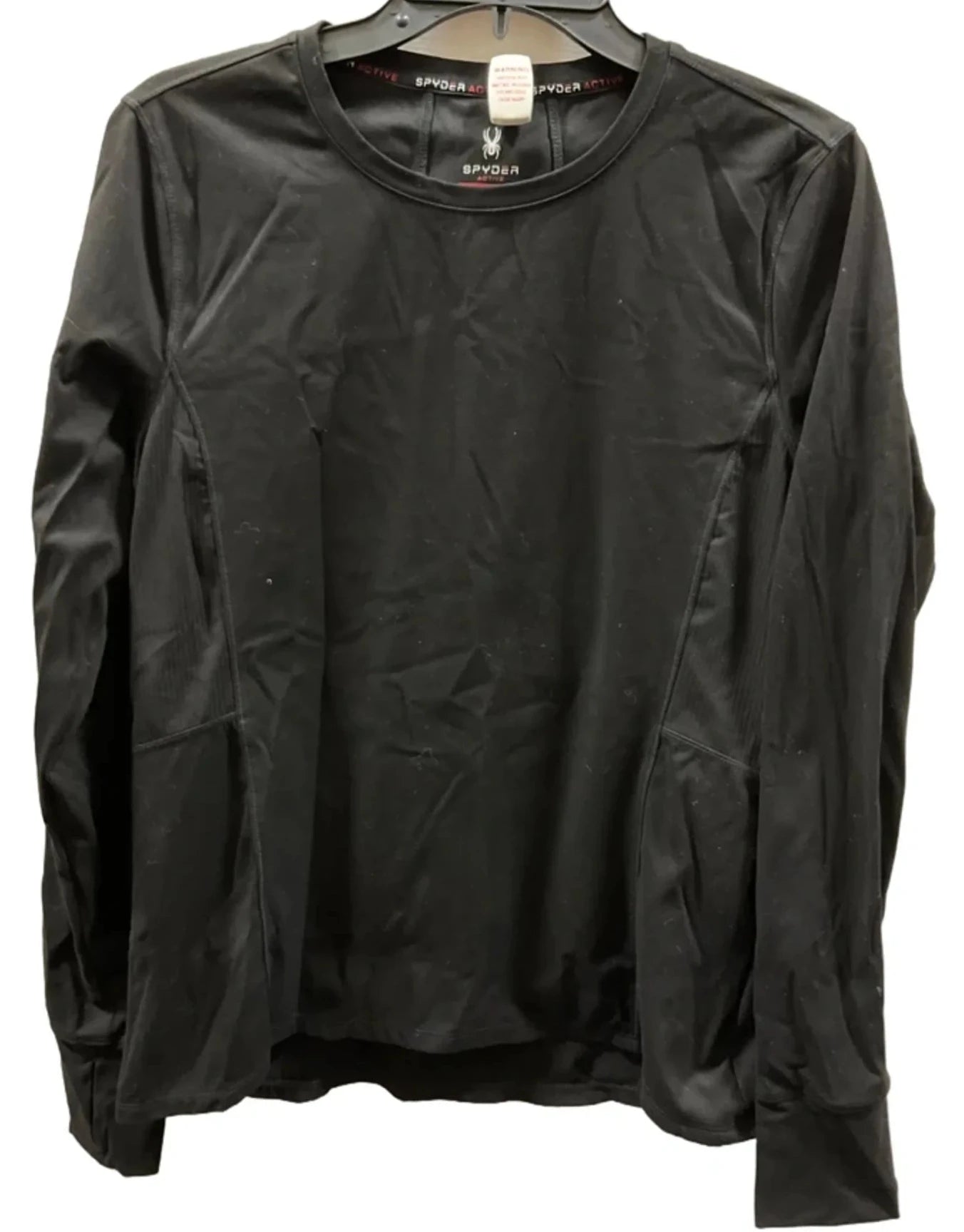 Athletic Top Long Sleeve Crewneck By Spyder In Black, Size: L