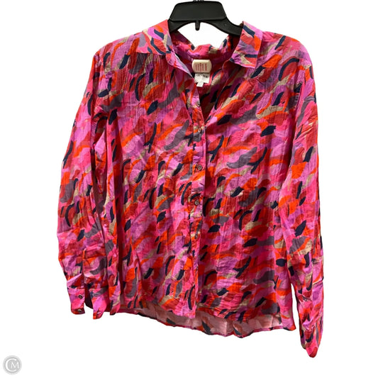 Blouse Long Sleeve By Nic + Zoe In Purple & Red, Size: M