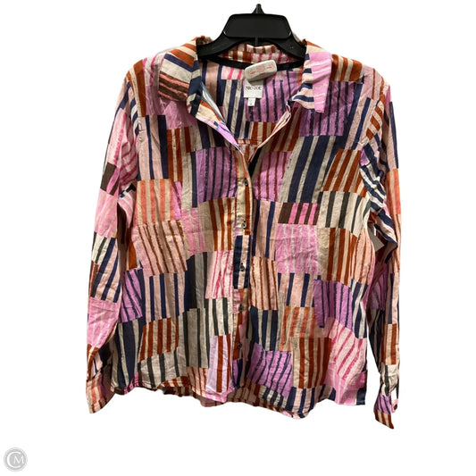 Blouse Long Sleeve By Nic + Zoe In Brown & Pink, Size: M