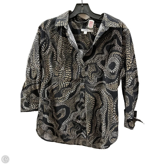 Blouse 3/4 Sleeve By Chicos In Black & Cream, Size: M
