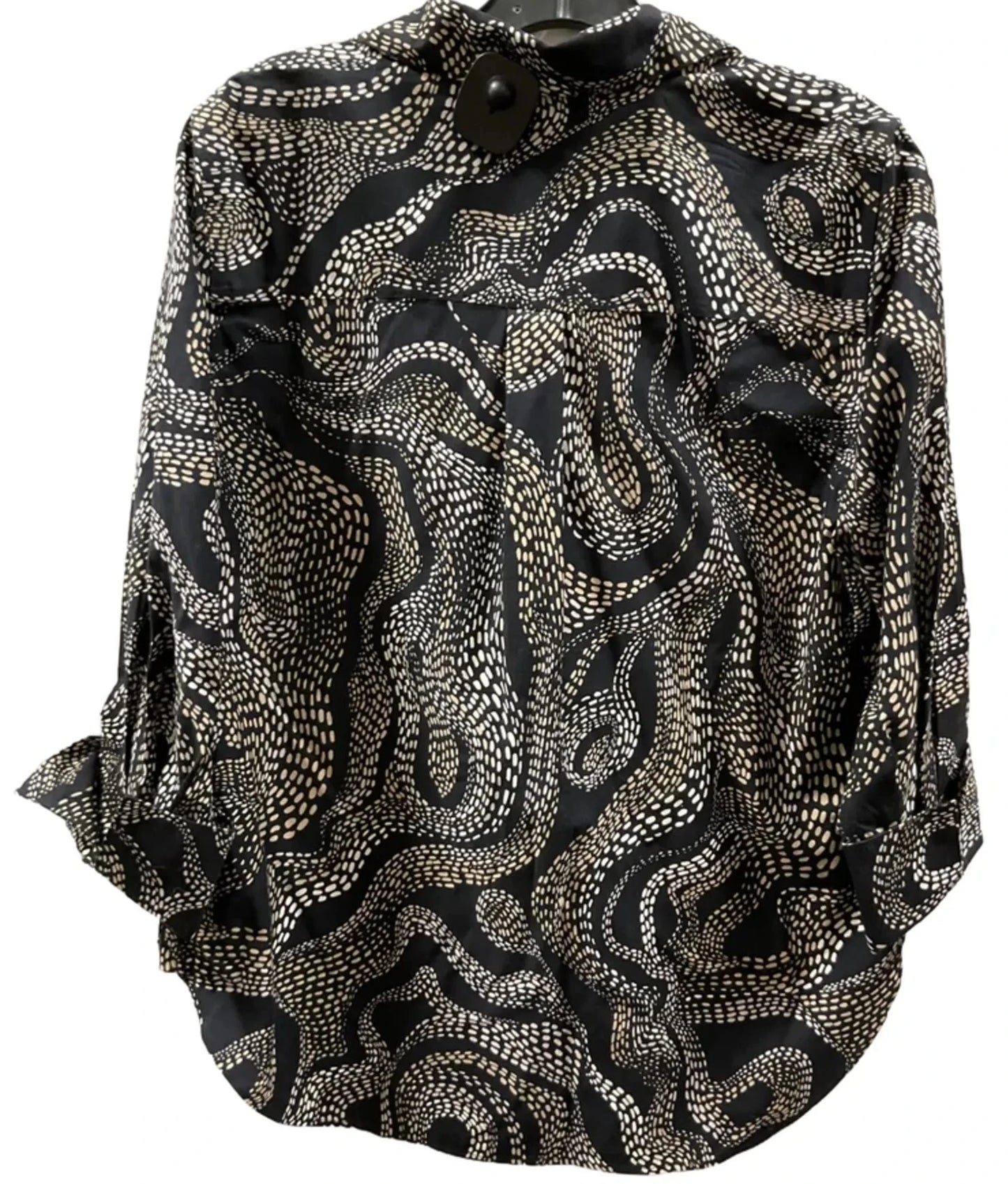 Blouse 3/4 Sleeve By Chicos In Black & Cream, Size: M