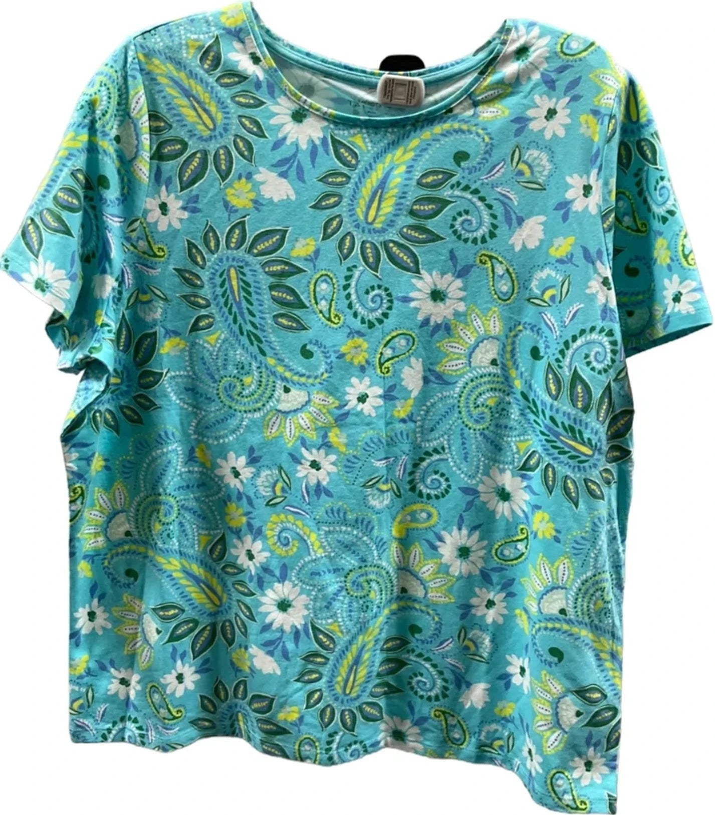 Top Short Sleeve Basic By Talbots In Blue & Green, Size: 2x