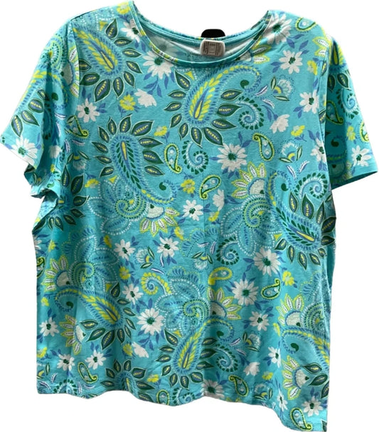 Top Short Sleeve Basic By Talbots In Blue & Green, Size: 2x
