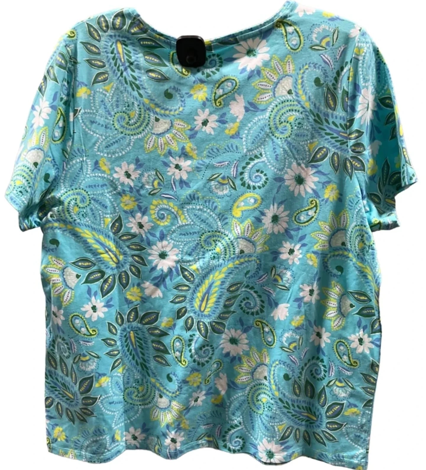 Top Short Sleeve Basic By Talbots In Blue & Green, Size: 2x