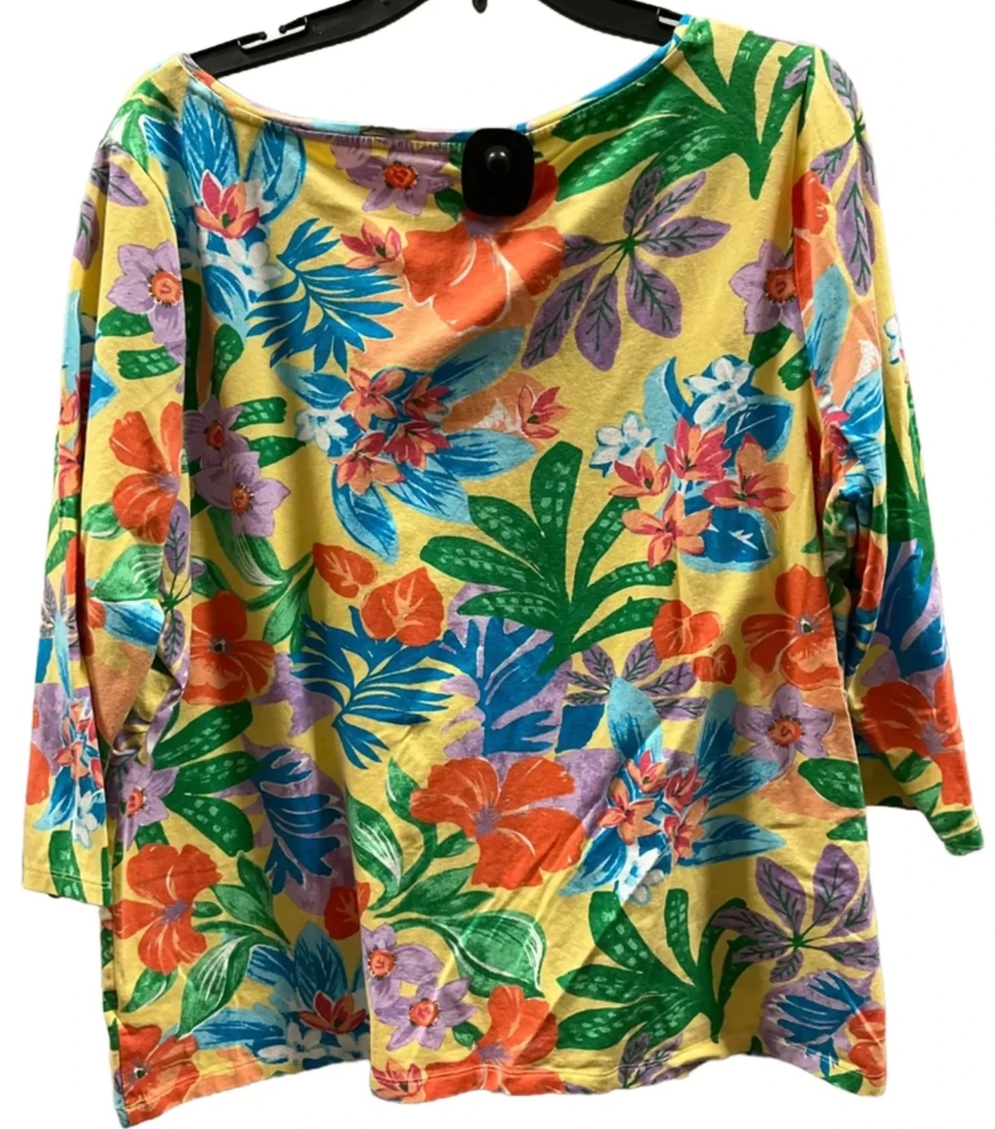 Top Short Sleeve Basic By Talbots In Floral Print, Size: 2x