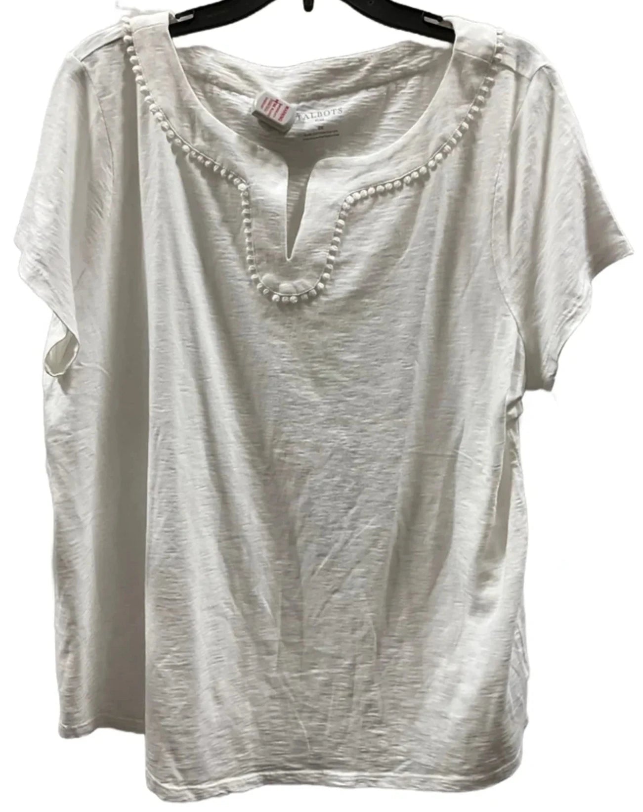 Top Short Sleeve Basic By Talbots In White, Size: 2x