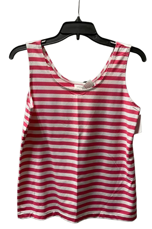Top Sleeveless Basic By Chicos In Pink & White, Size: M