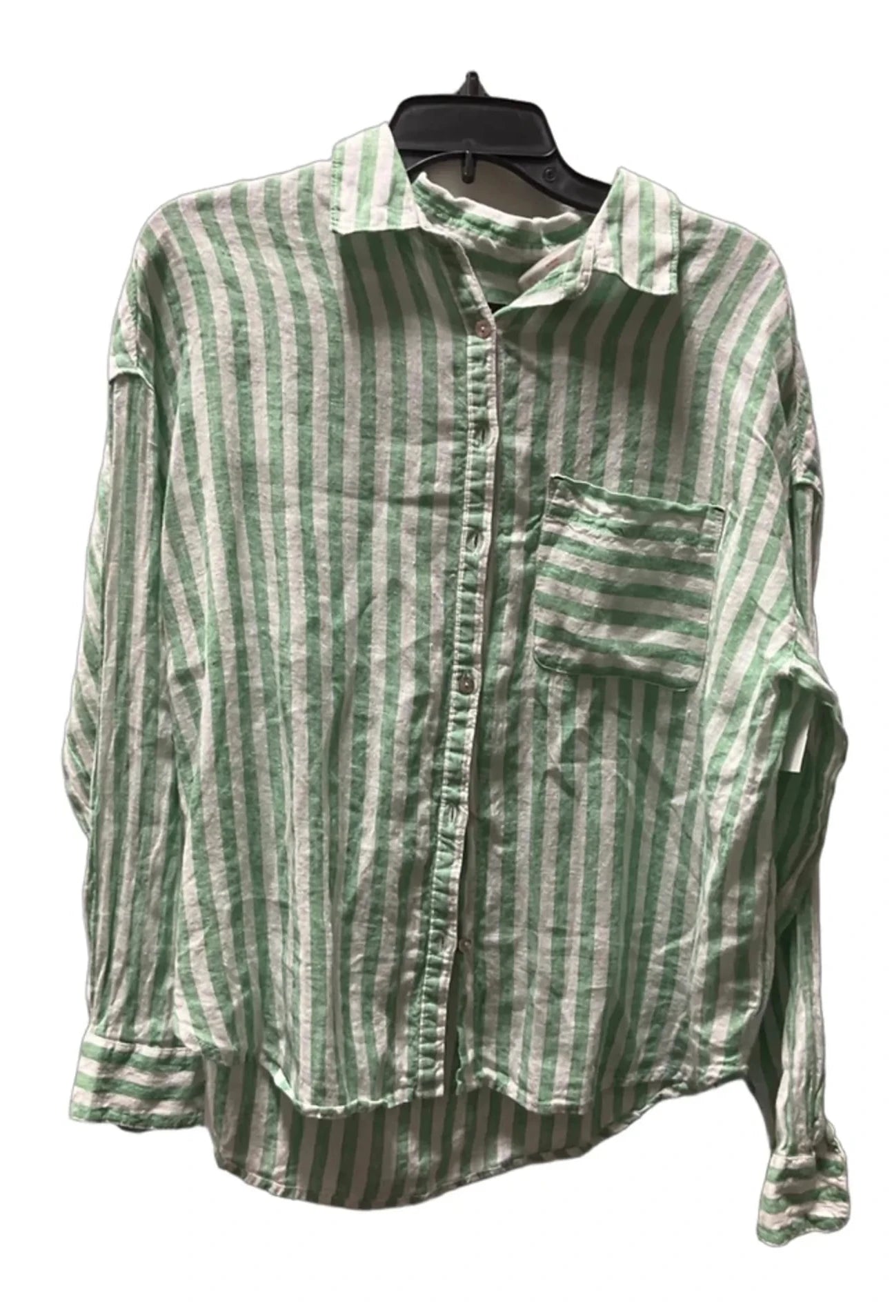 Blouse Long Sleeve By Nicole Miller In Striped Pattern, Size: M