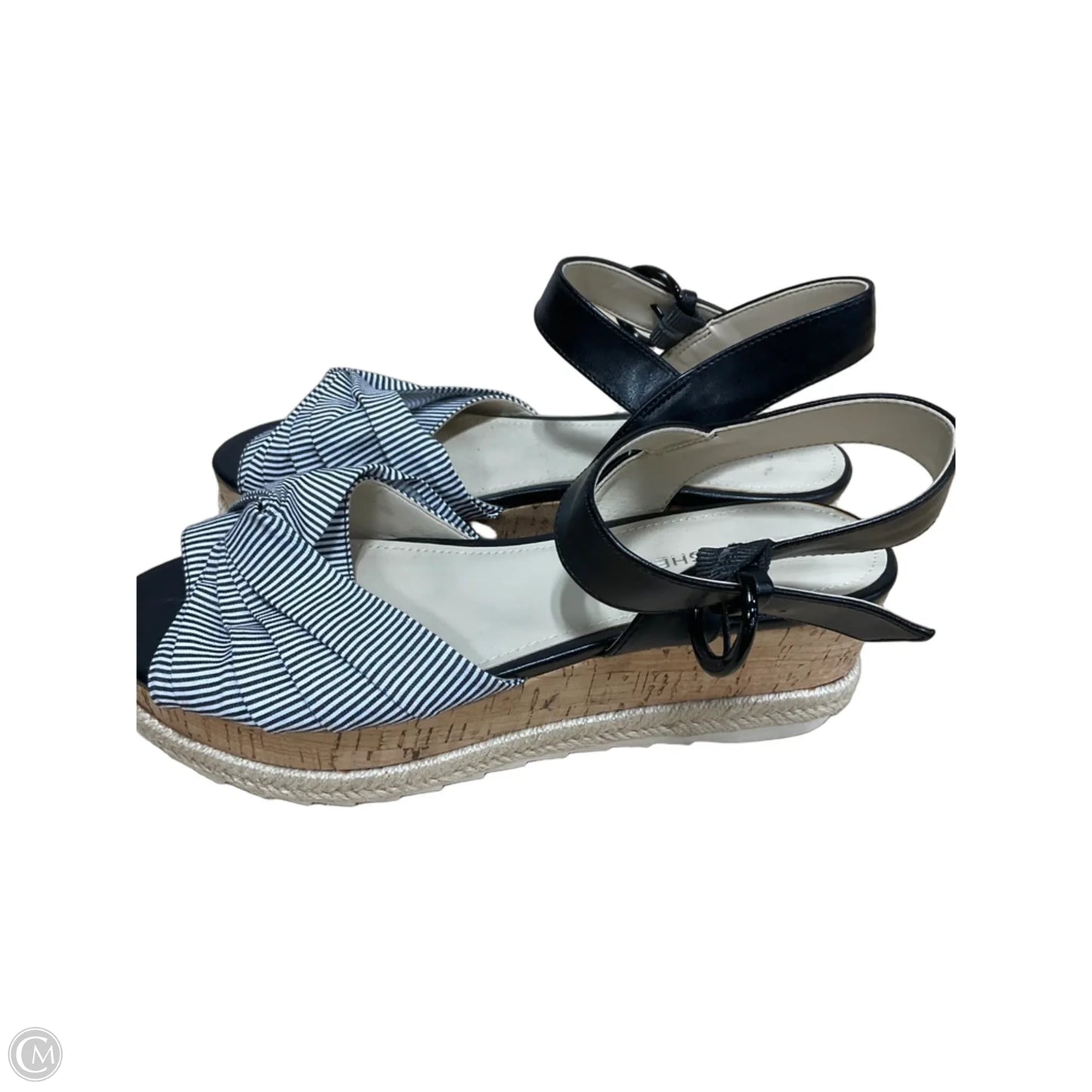 Sandals Heels Wedge By Marc Fisher In Striped Pattern, Size: 7.5