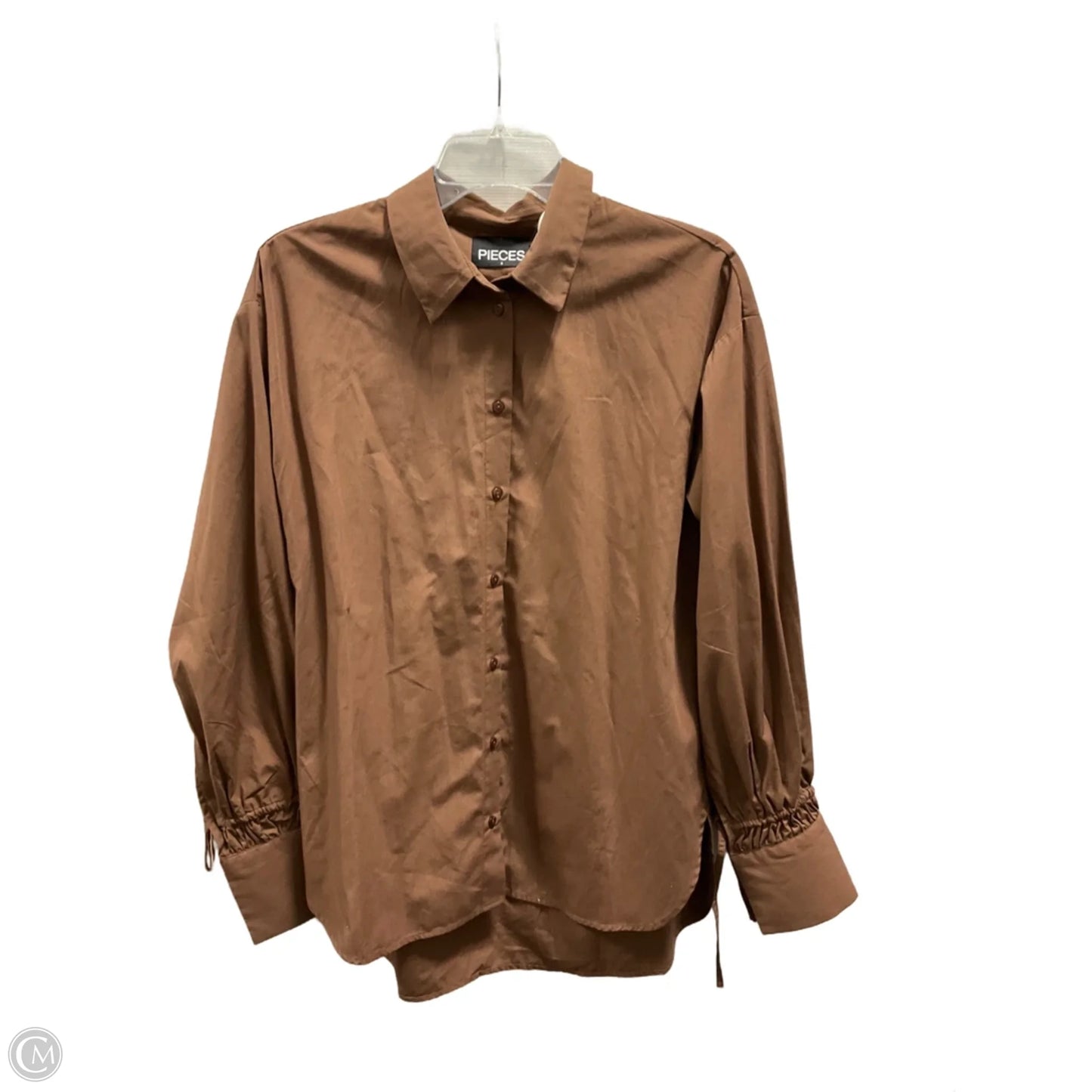 Blouse Long Sleeve By Cmb In Brown, Size: S