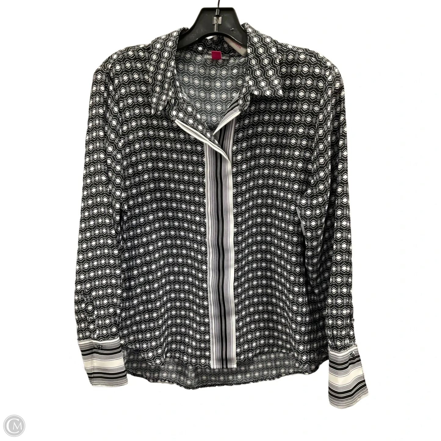 Blouse Long Sleeve By Vince Camuto In Black & White, Size: S
