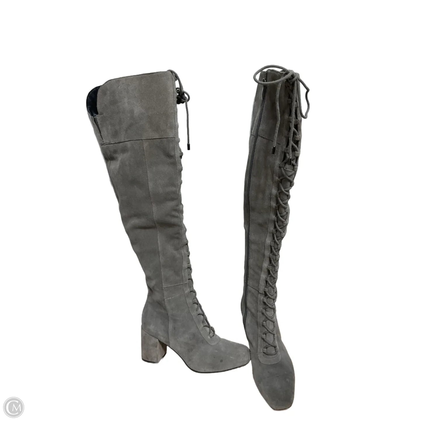 Boots Over-the-knee Heels By Franco Sarto In Grey, Size: 6.5