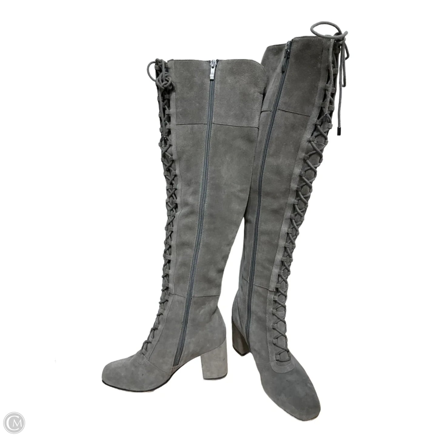 Boots Over-the-knee Heels By Franco Sarto In Grey, Size: 6.5