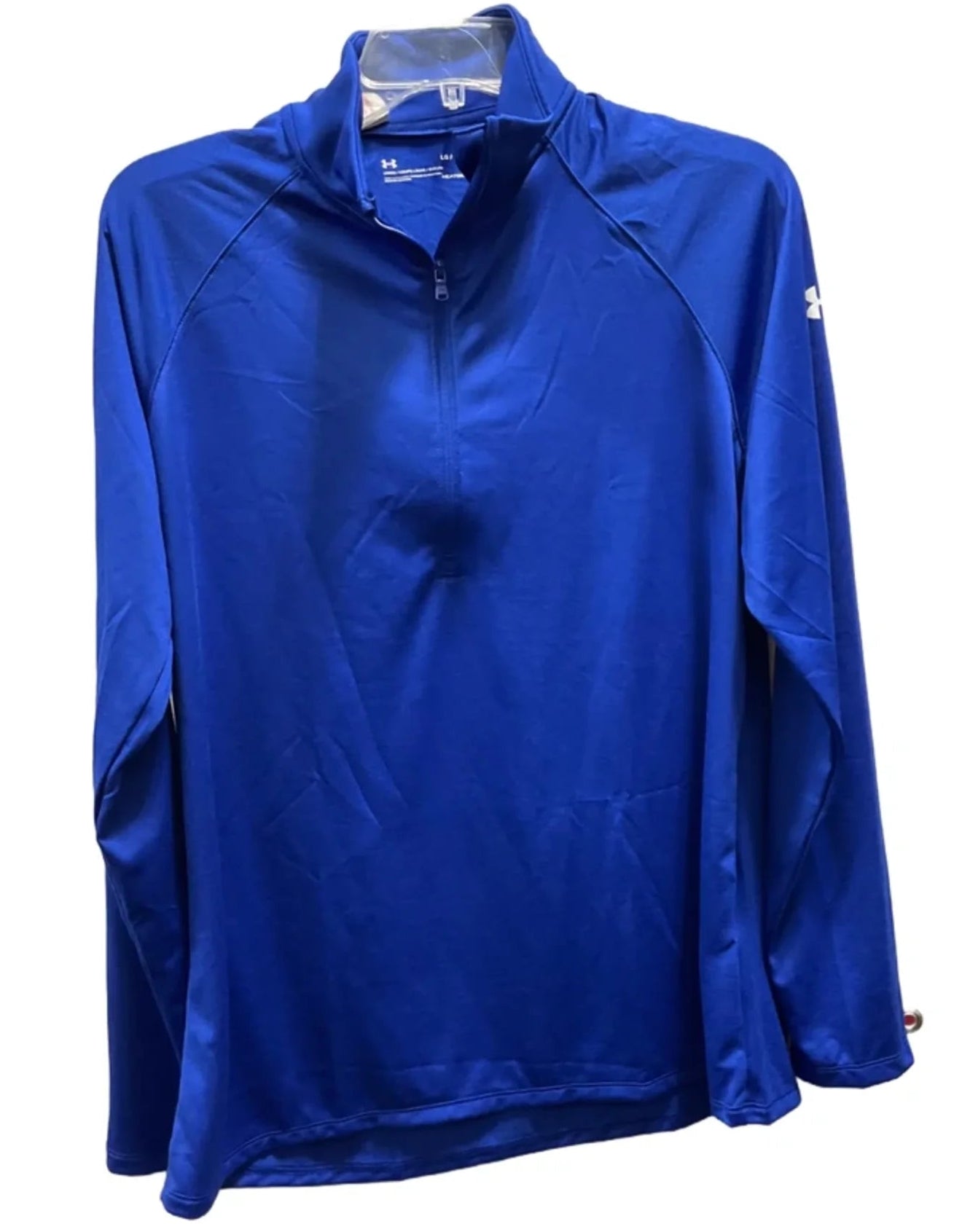 Athletic Top Long Sleeve Collar By Under Armour In Blue, Size: L