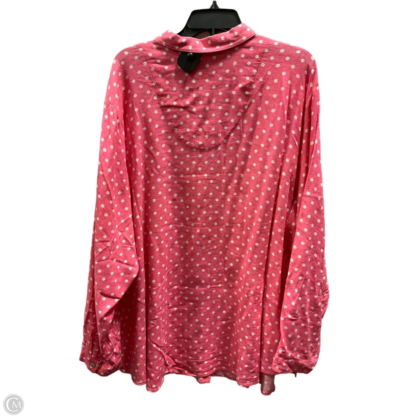Blouse Long Sleeve By Susan Graver In Polkadot Pattern, Size: 4x