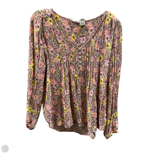 Top Long Sleeve By Jane And Delancey In Floral Print, Size: Xl
