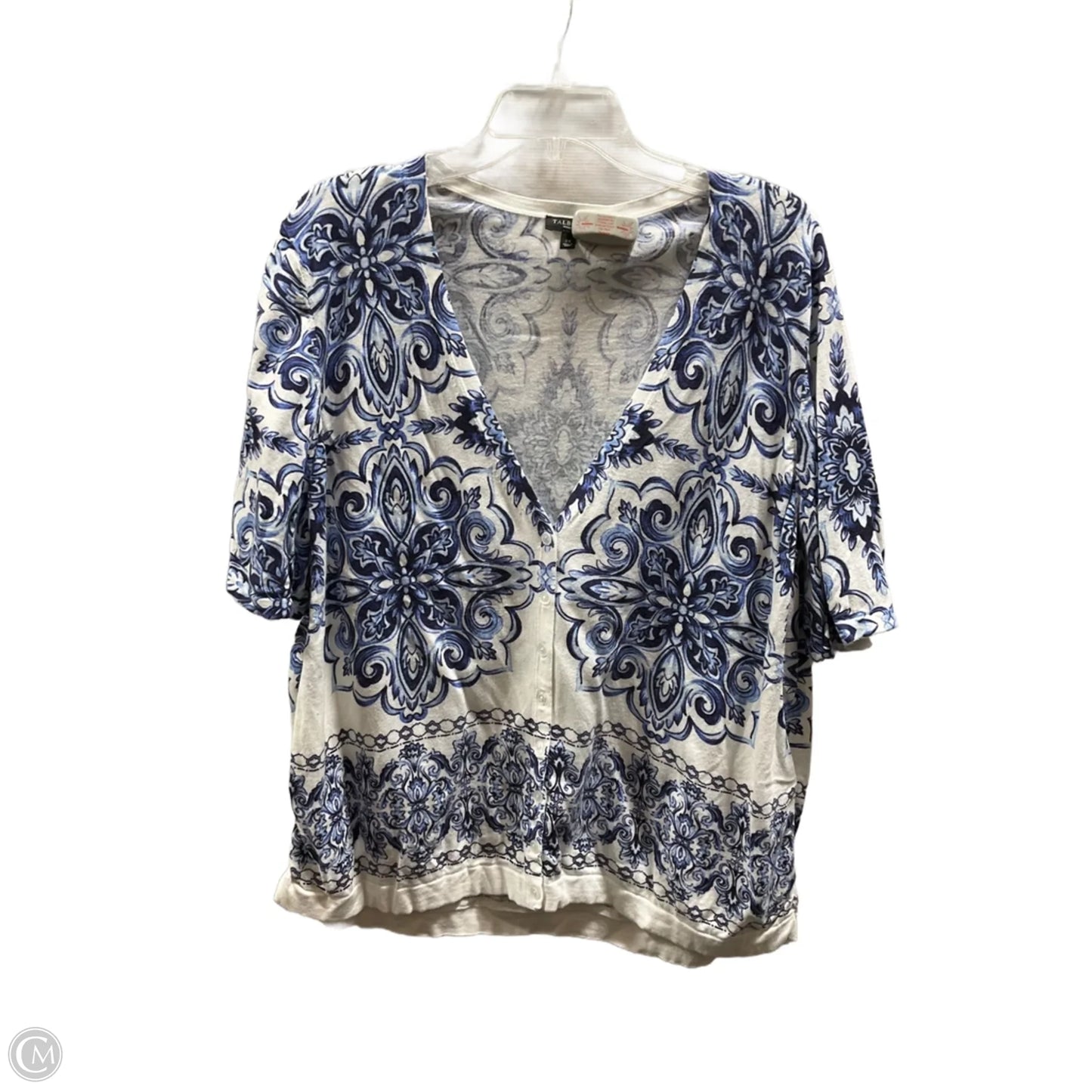 Cardigan By Talbots In Blue & White, Size: 3x