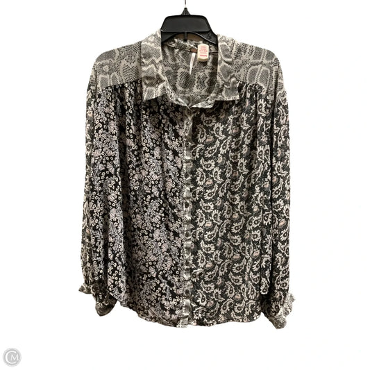 Top Long Sleeve By Free People In Black & Grey, Size: L