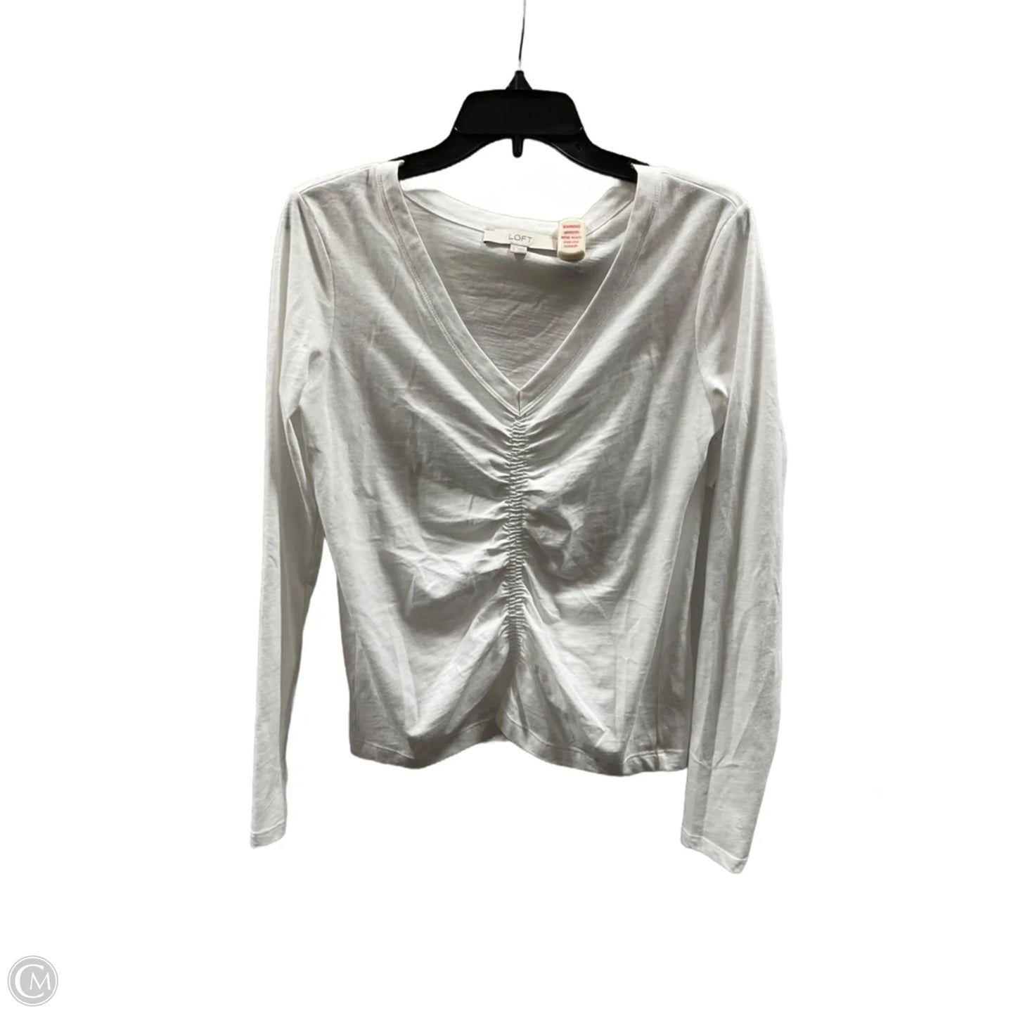 Top Long Sleeve Basic By Loft In White, Size: S