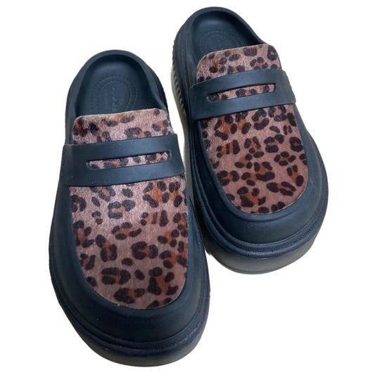 Shoes Heels Platform By Crocs In Animal Print, Size: 6