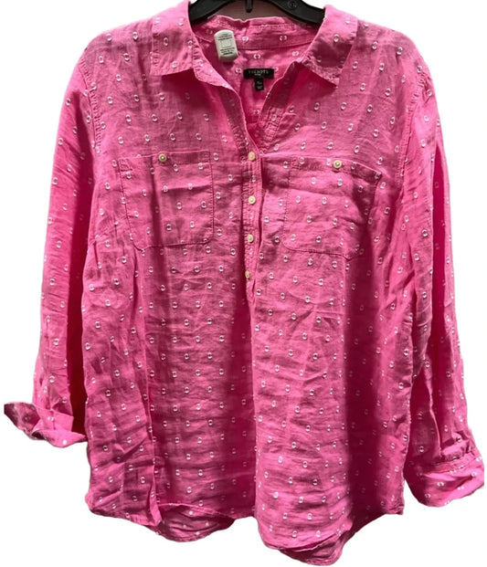 Blouse Long Sleeve By Talbots In Pink, Size: Xl