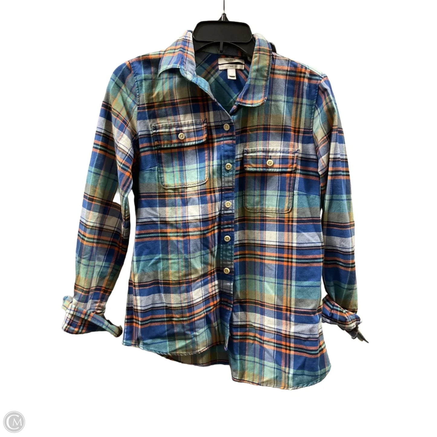 Blouse Long Sleeve By J. Crew In Plaid Pattern, Size: 4