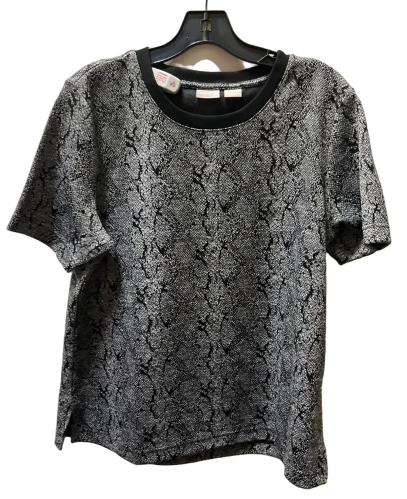Top Short Sleeve By Chicos In Snakeskin Print, Size: L