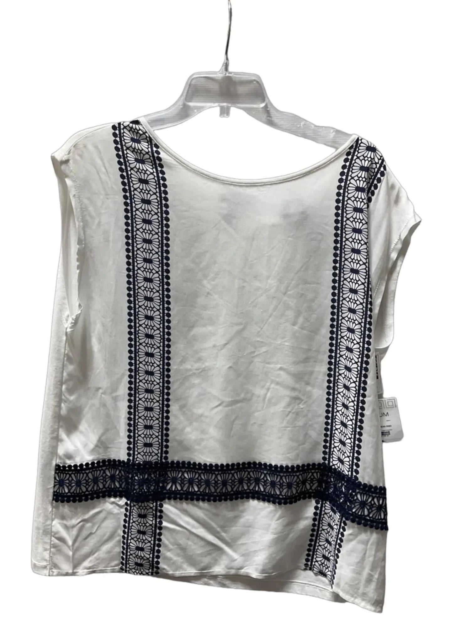 Top Sleeveless By Liz Claiborne In White & Yellow, Size: M