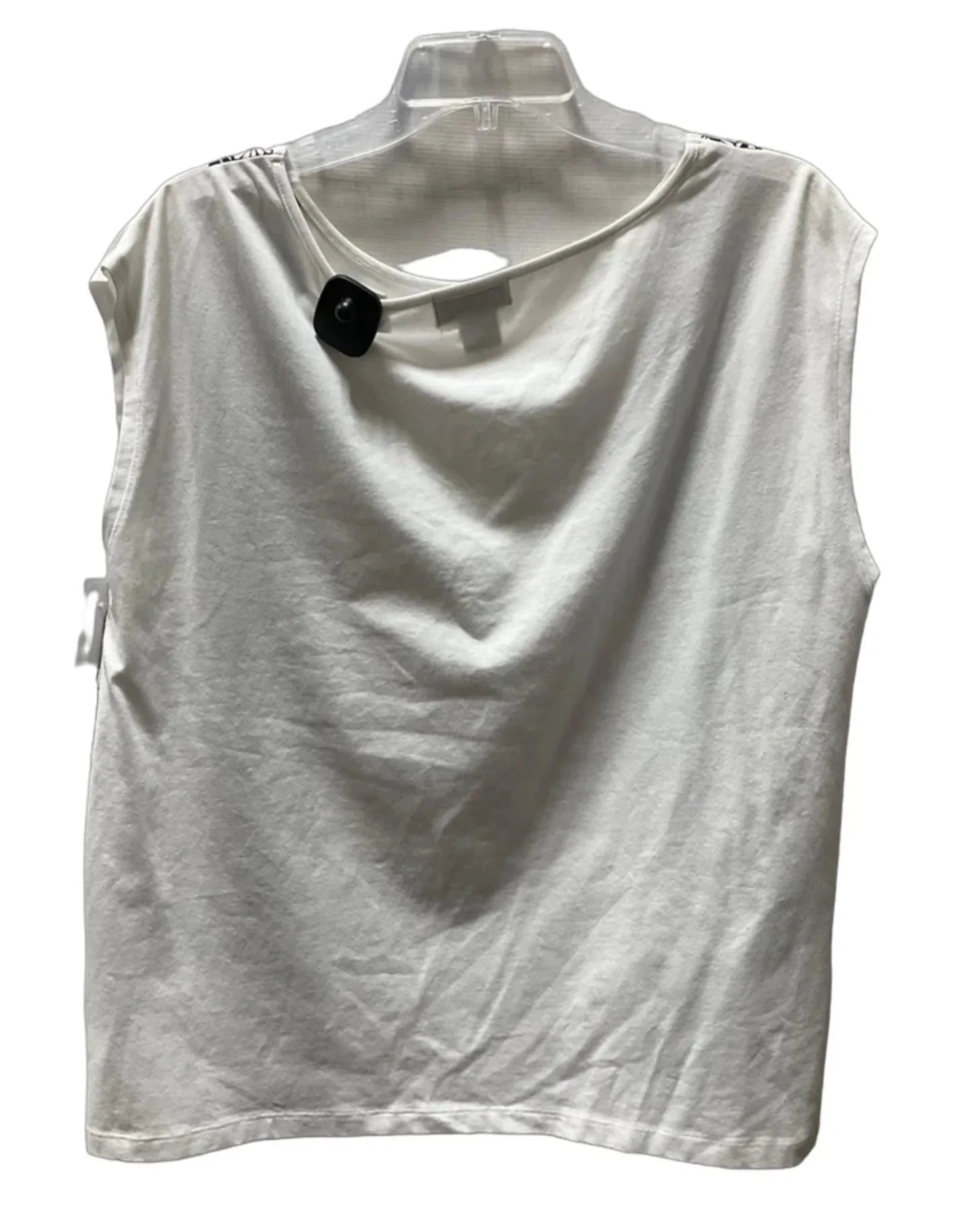 Top Sleeveless By Liz Claiborne In White & Yellow, Size: M