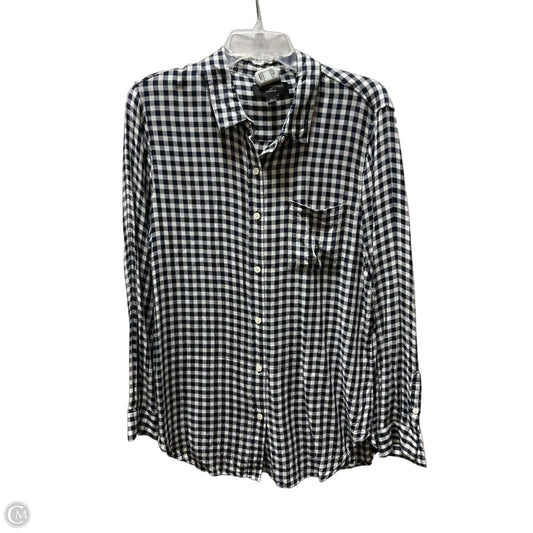 Blouse Long Sleeve By Banana Republic In Plaid Pattern, Size: L