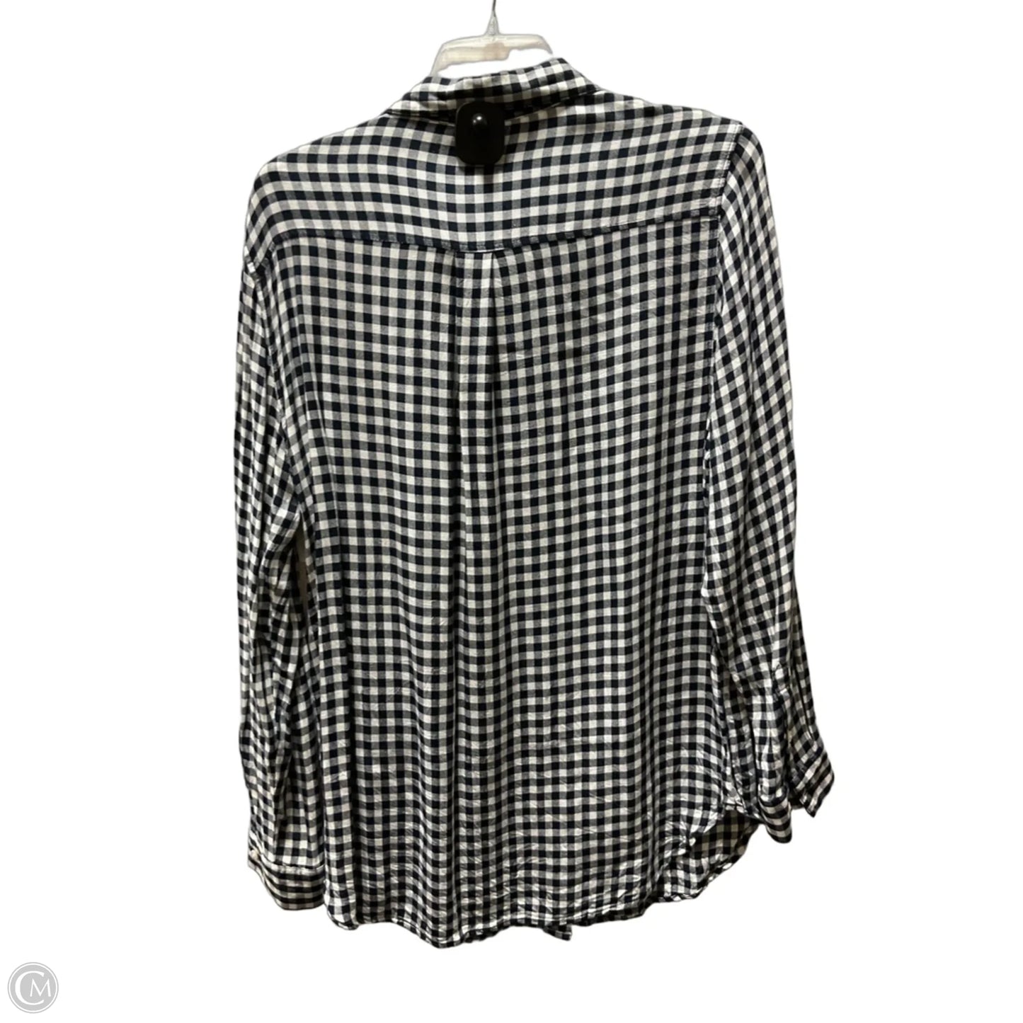 Blouse Long Sleeve By Banana Republic In Plaid Pattern, Size: L