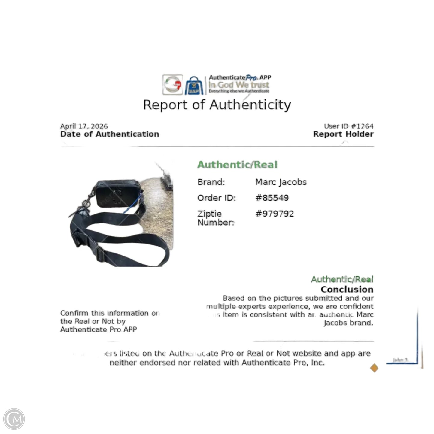 Crossbody Luxury Designer By Marc Jacobs, Size: Small